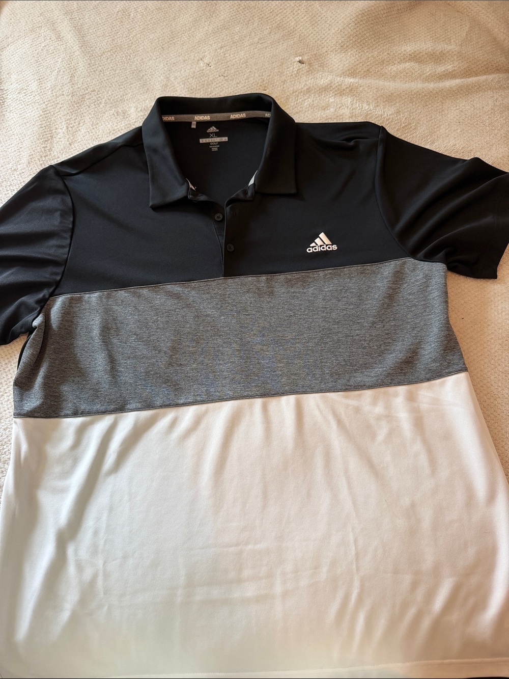 adidas Men’s Tri-Block Polo Shirt - Black/Gray/White